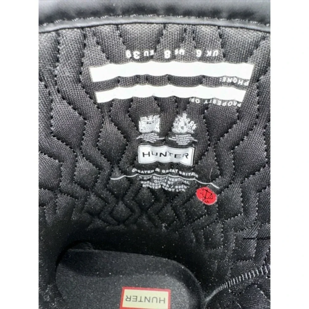 Hunter Original Refined Short Vertical Quilt Black Rain Boots US 8‎ WFS2238RMA